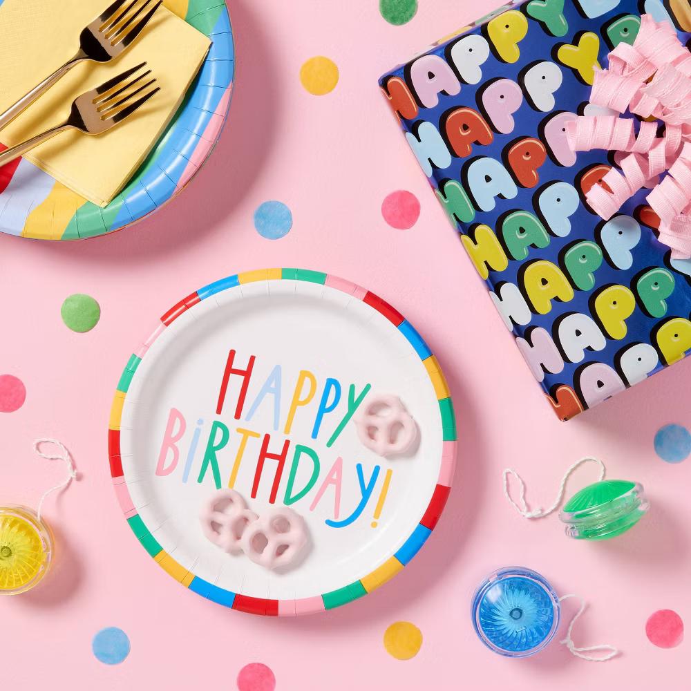 96"x30" 'Happy Birthday' Bubble Letter Gift Wrapping Paper Colorful