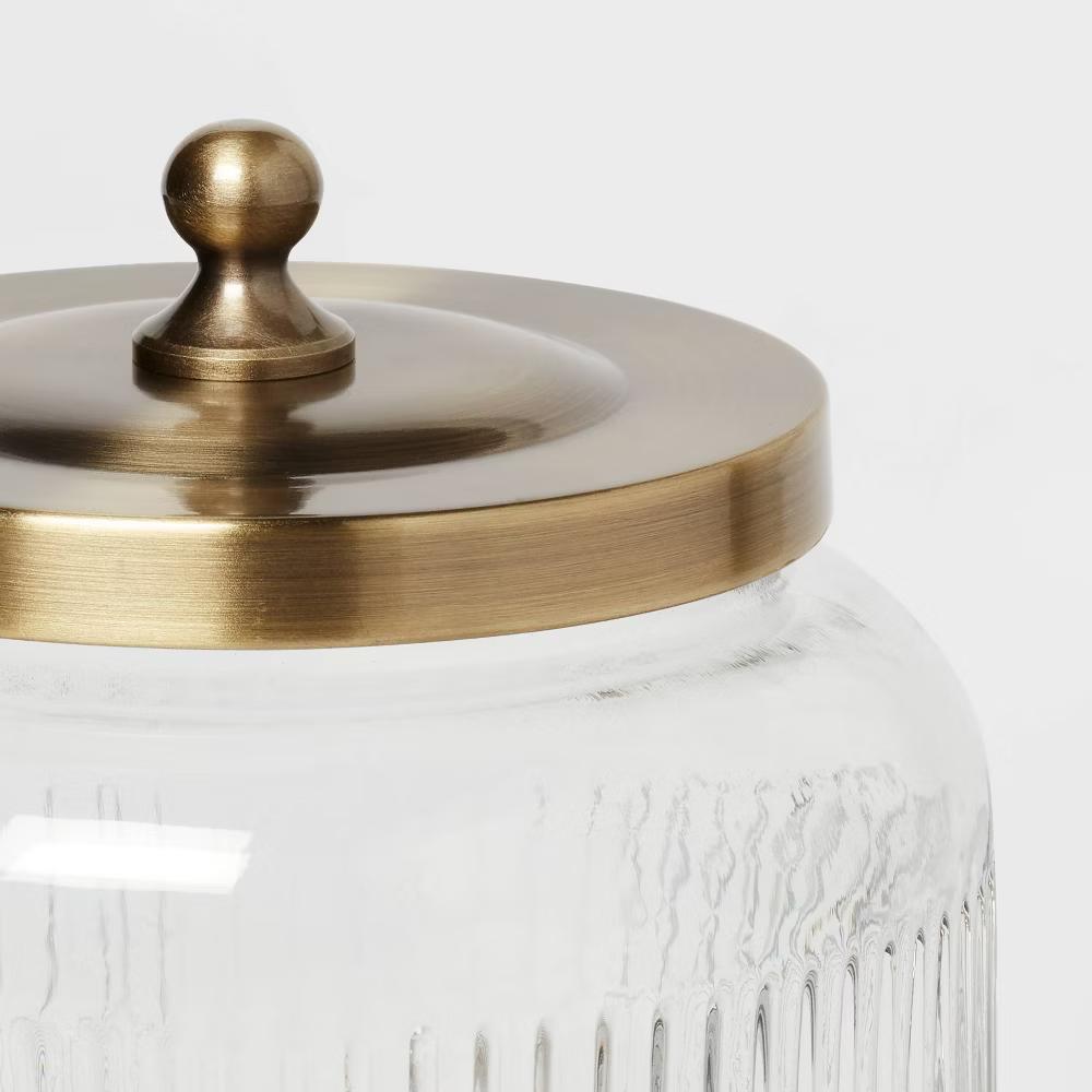 Large Bath Glass Canister Brass - Elegant Storage Solution for Bathroom Essentials, 57.4oz Capacity - Image 4