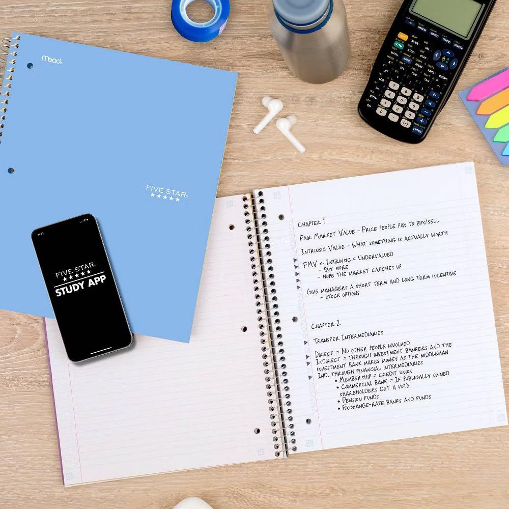Five Star 8.5"x11" 1 Subject College Ruled Notebook Sky Blue 100 Pages - Image 6
