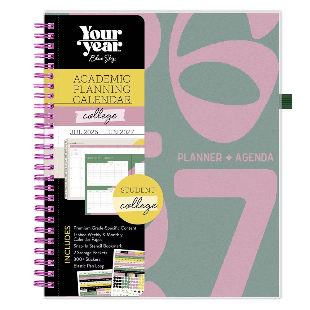 Blue Sky Your Year College Weekly/Monthly Planner Wirebound 7"x9" Green Date - Image 2