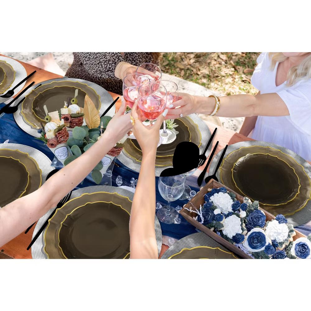 Trendables 40 Pieces Plastic Disposable Wedding Plates Set - 20 7.5" & 20 10" Thin & DelicateTinted Petals Plates with Rim - Image 42