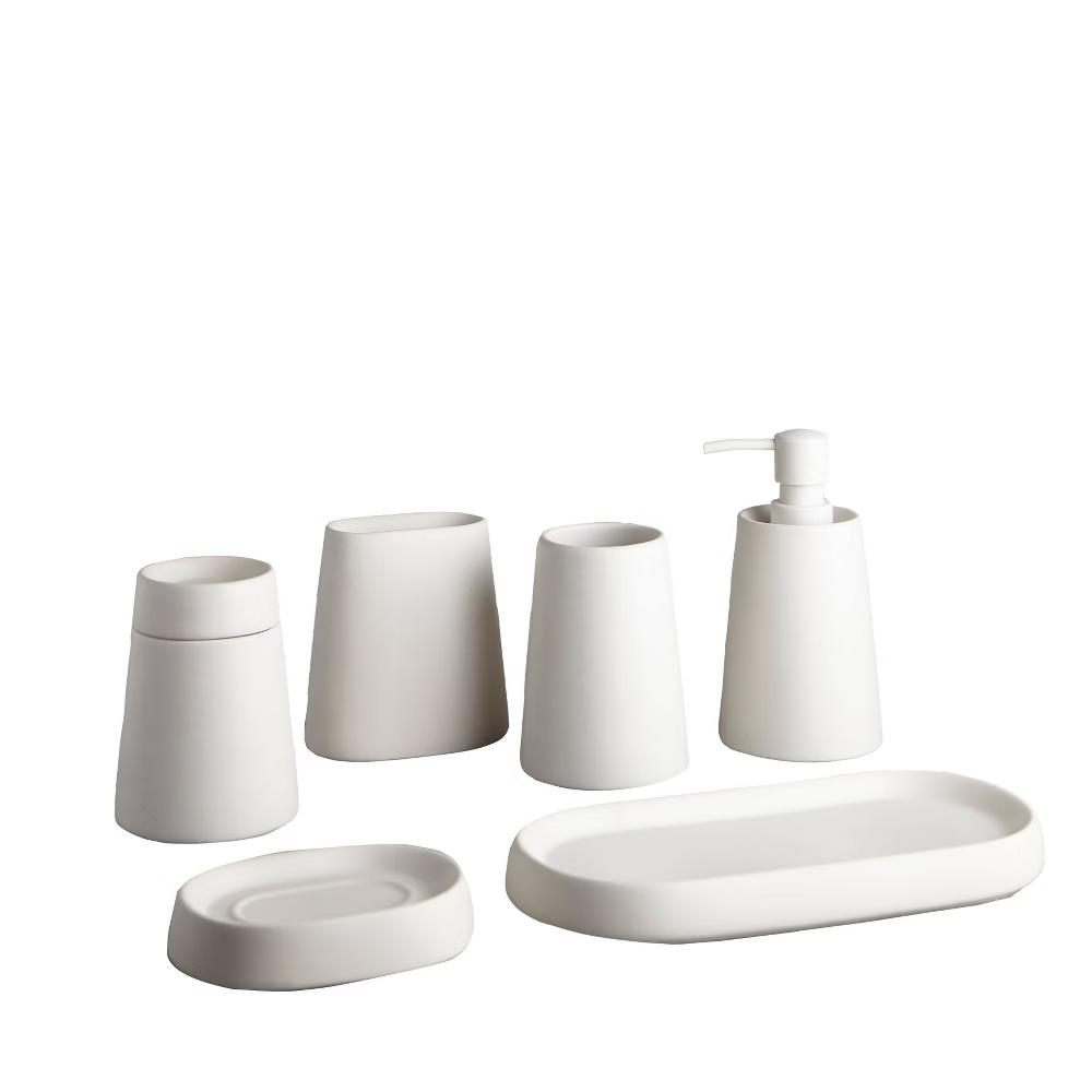 Crater Soap Dish White - Ceramic Holder for Shower, Hand Wash Care, Solid Pattern - Image 2