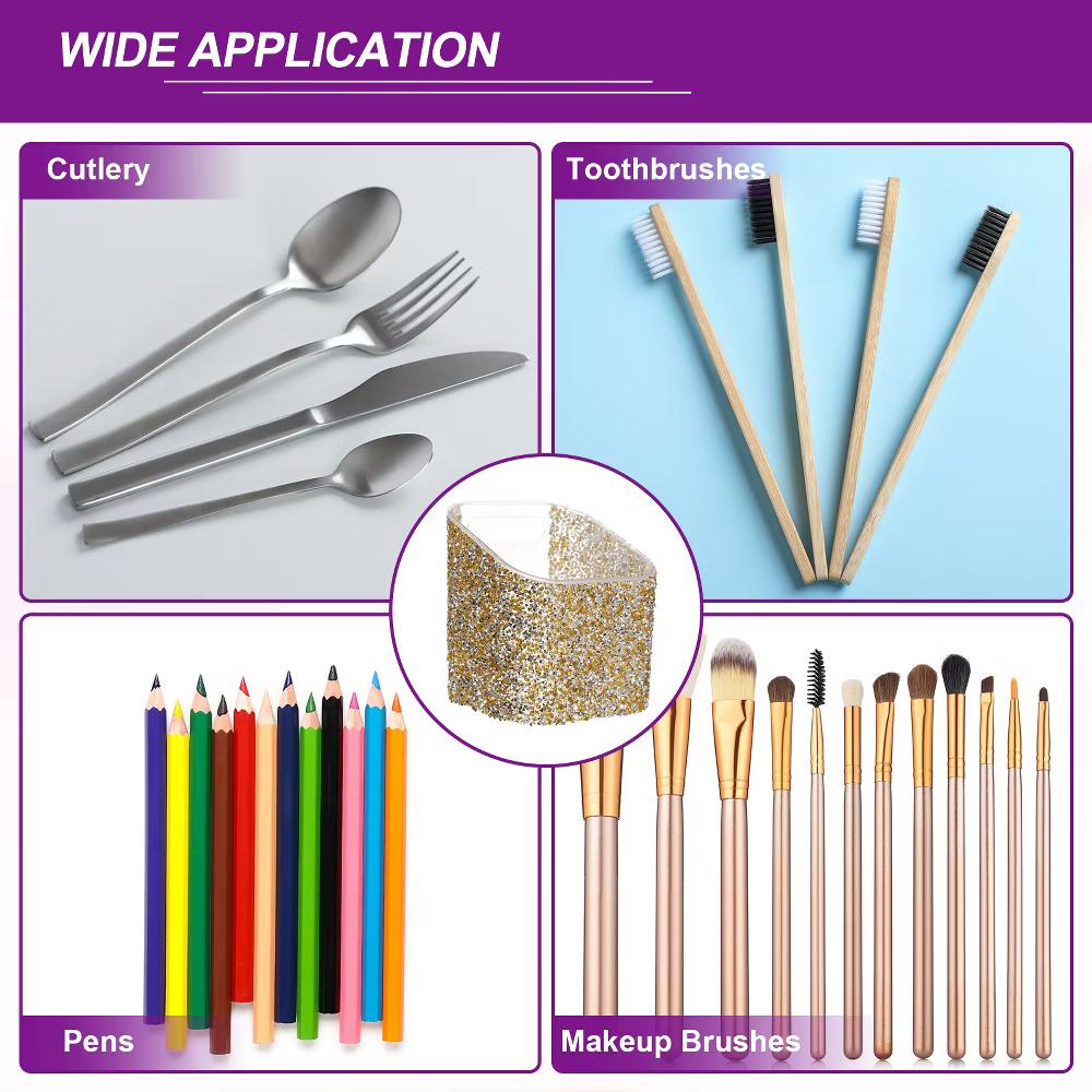 Rhinestone ABS Home Pencil Nail Art Tool Makeup Brush Holder - Image 16