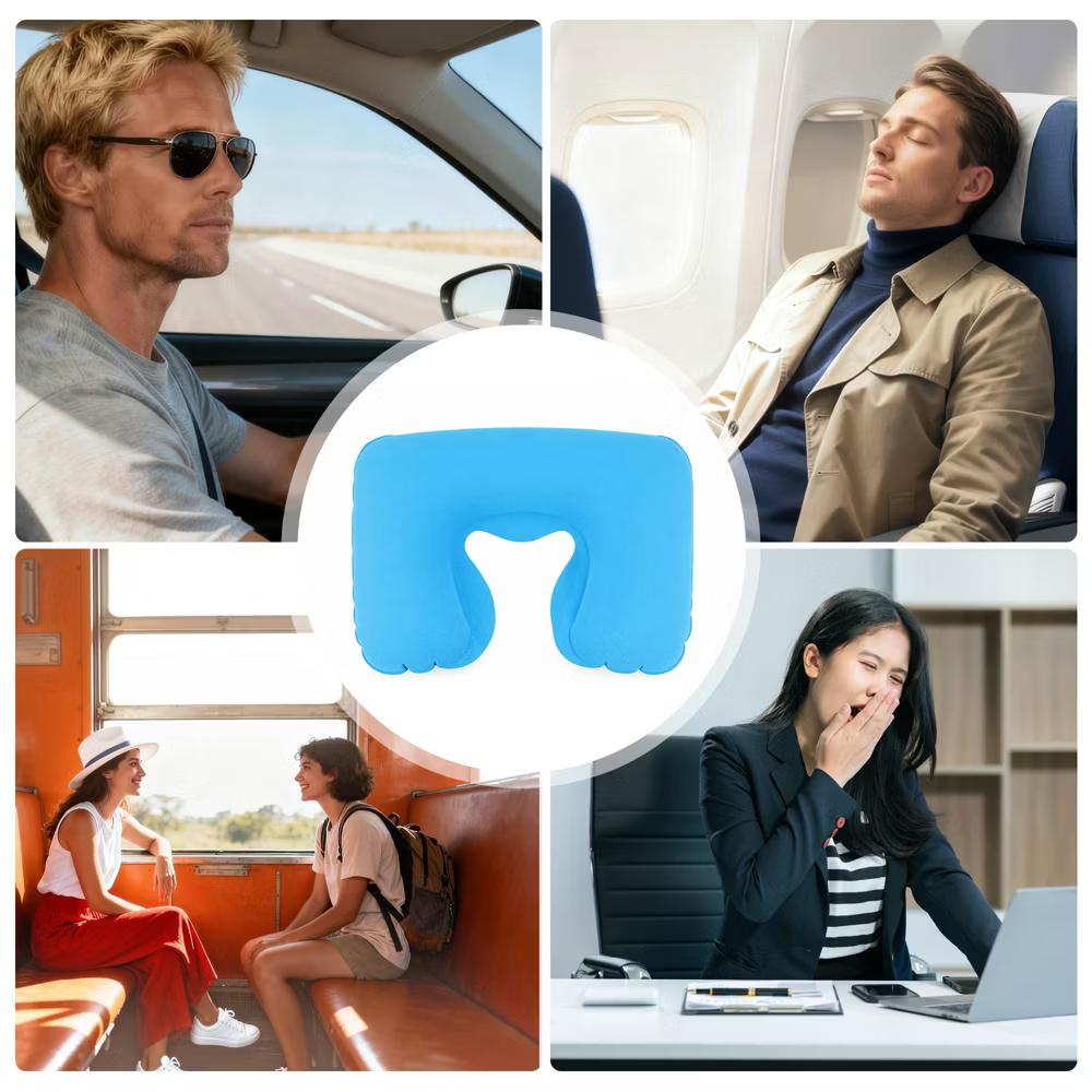 Comfortable Inflatable Travel Pillow with Eye Mask Earplugs 1 Set - Image 35