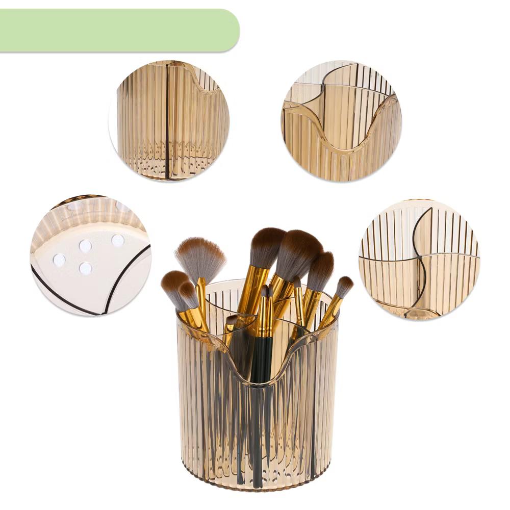 4 Slot Makeup Brush Cup Makeup Organizer for Bathroom Countertops 1 Pc - Image 3