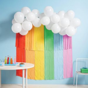 30ct Balloon Garland Décor Kit with Rainbow Tiered Backdrop