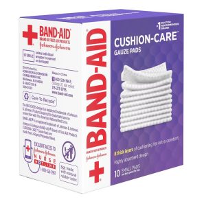 Johnson & Johnson Brand Cushion Care Gauze Pads, Small, 2 in 2 in - 10 ct