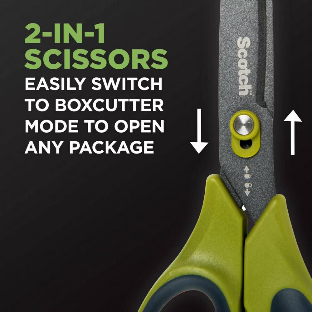 Unboxing Scissor: 8" Blade, Green, Plastic, Non-Powered Desk Tool, Art & Office Use - Image 4