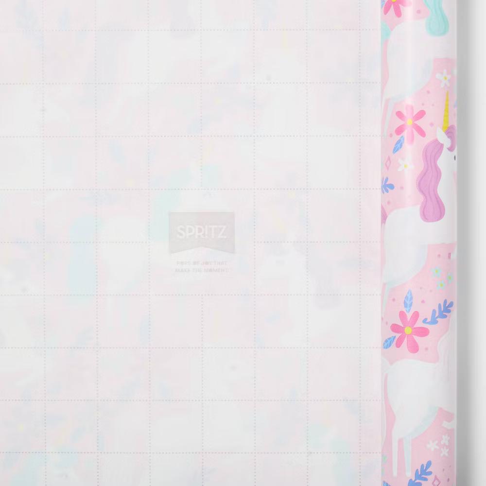 96"x30" Unicorns Birthday Gift Wrapping Paper Purple - Image 2