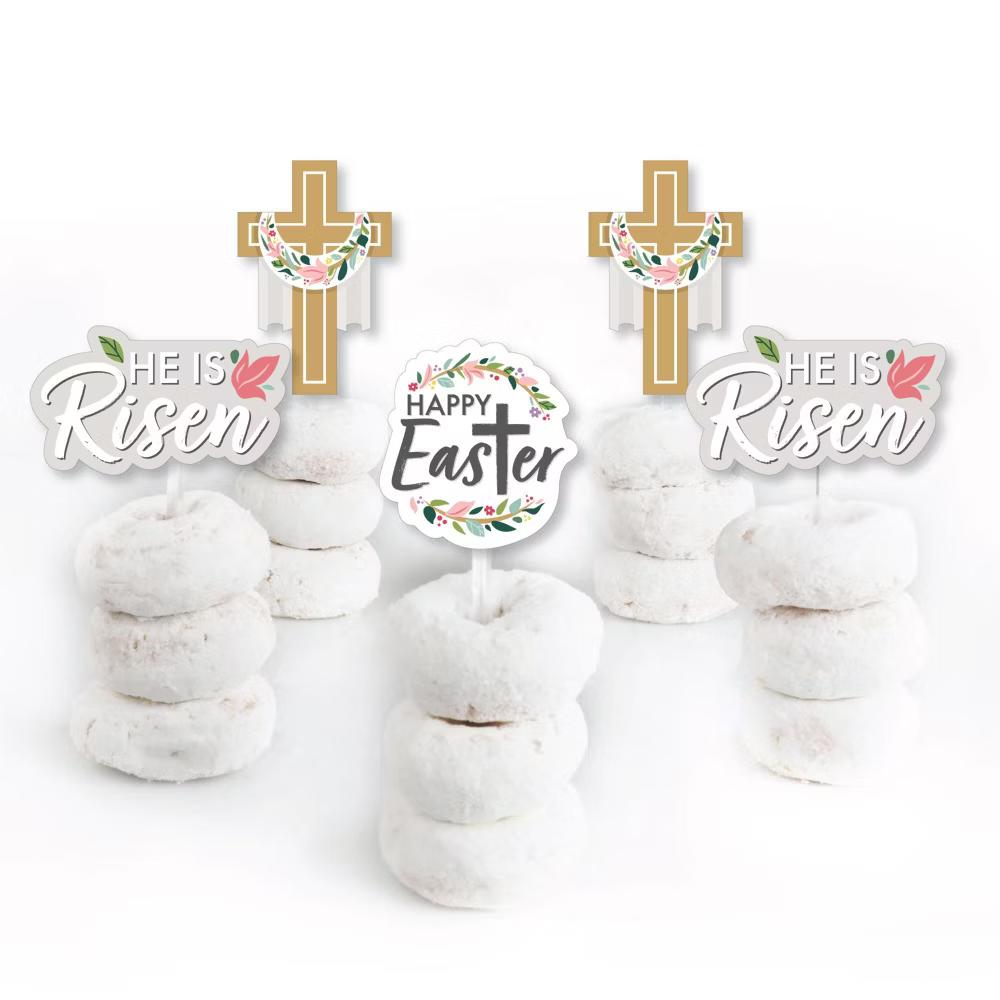 Religious Easter - Dessert Cupcake Toppers - Christian Holiday Party Clear Treat Picks - Set of 24 - Image 2