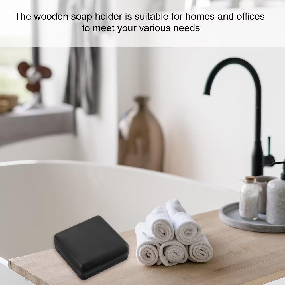 Wooden Detachable Self Draining Square Soap Dishes with Lid - Image 16