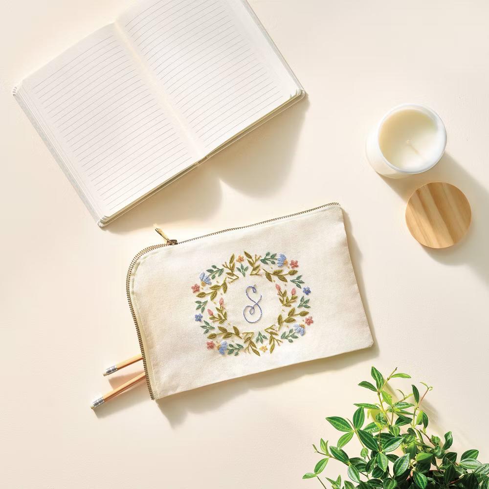 Embroidery Pouch Kit - Craft Activity Kit with Floss & Needle, Art & Design Theme, Adult Knitting Set - Image 4