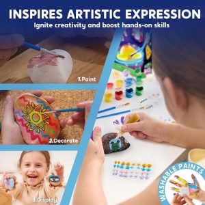 Glow in The Dark Rock Painting Kit for Kids Age 6- DIY Art Kit, Kids Paint Activity, Arts & Crafts for Boys Girls Birthday Easter Gift