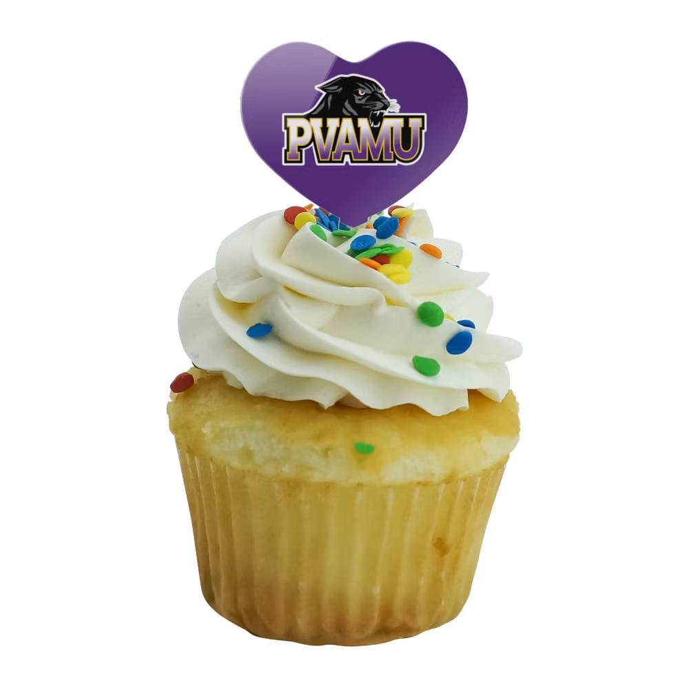 Prairie View A&M Primary Logo Heart Love Cupcake Picks Toppers Decoration Set of 6 - Image 4