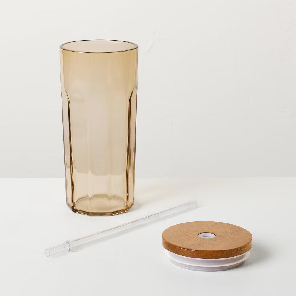 21oz Glass Tumbler with Wooden Lid - with Magnolia - Image 6