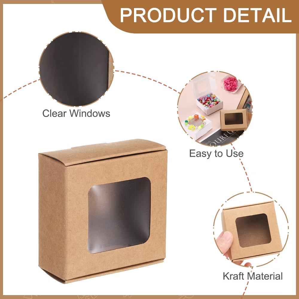 Paper Party Favor Treats Candy Cookie Packaging with Clear Window Kraft Soap Boxes 32 Pcs - Image 4