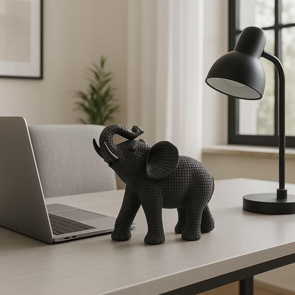 Sagebrook Home 7" Elephant Sculpture - Decorative Polyresin Elephant Statue For Home Decor - Table Accent, Desktop Figurine - Image 9