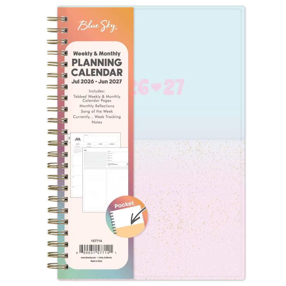 Blue Sky 5"x8" 2026-2027 Weekly/Monthly Calendar Sugar Sky PP with Double Horizontal Pockets Wirebound - Image 9