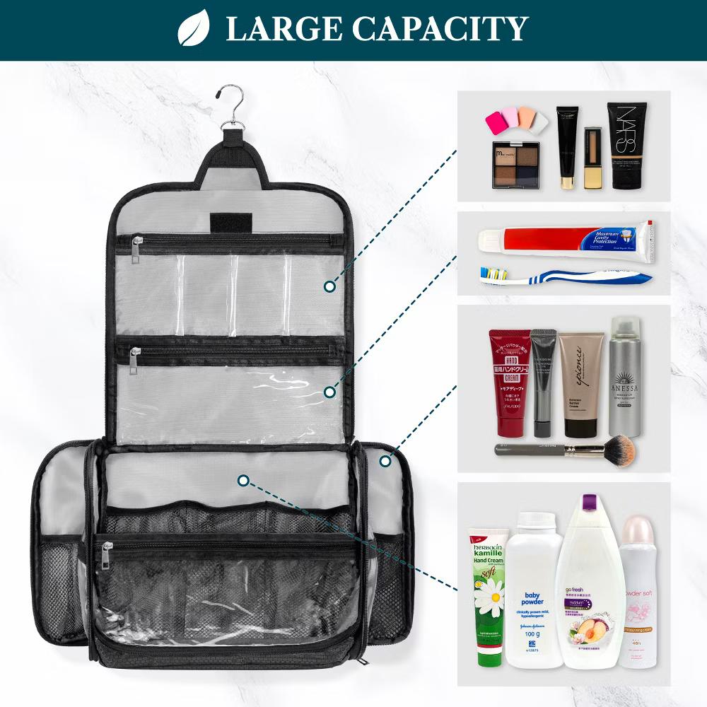 Large Hanging Toiletry Bag, Travel Women Men Cosmetic Organizer, Water Resistant Makeup Accessories Essentials Kit - Image 8
