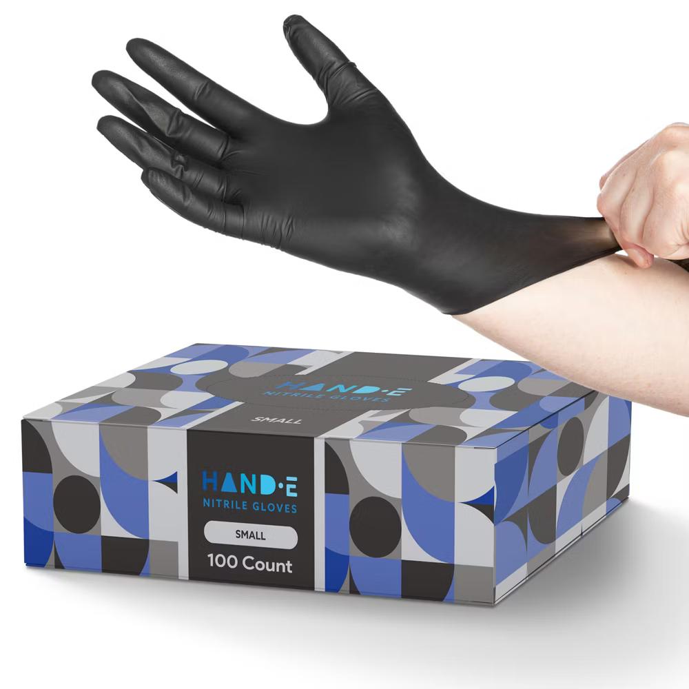 Hand-E Black Nitrile Gloves, Perfect for Cleaning & Cooking - 100 Pack - Image 7