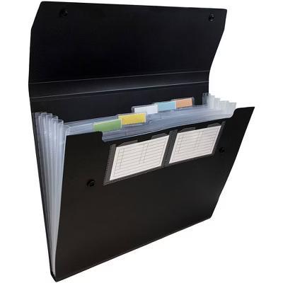 9" 13" 6 Pocket Plastic Expanding File Folder with Snap Closure - Letter Size - Black: Accordion Organizer - Image 3