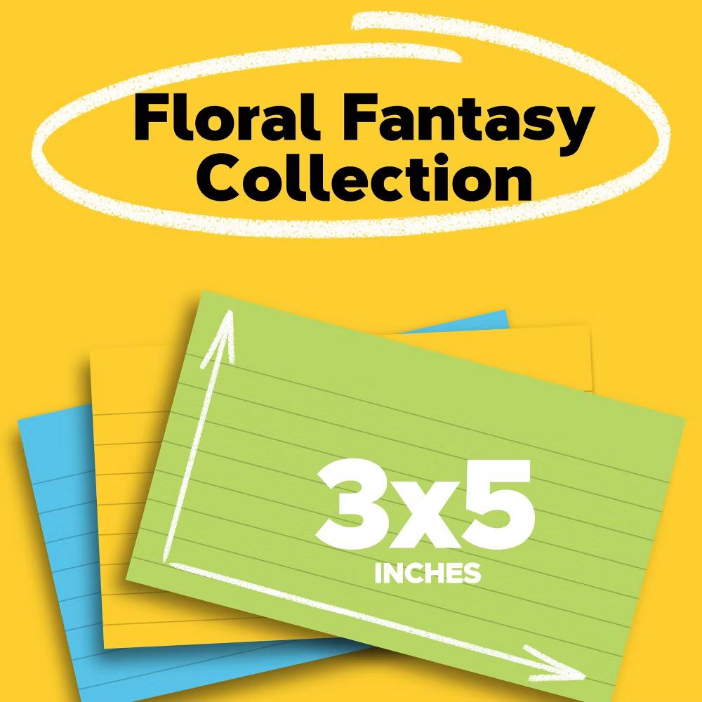 Notes 3pk 3" 5" 100 Sheets/Pad Floral Fantasy Collection: Sticky Notes, Multicolor, Art & Design, Uncoated Paper - Image 7
