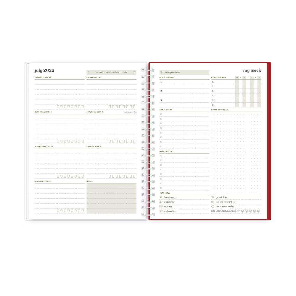 Day Designer 6"x8" 2026-2027 Weekly/Monthly Lila Planner Painted Gingham Red Smooth Frosted Wirebound - Image 5