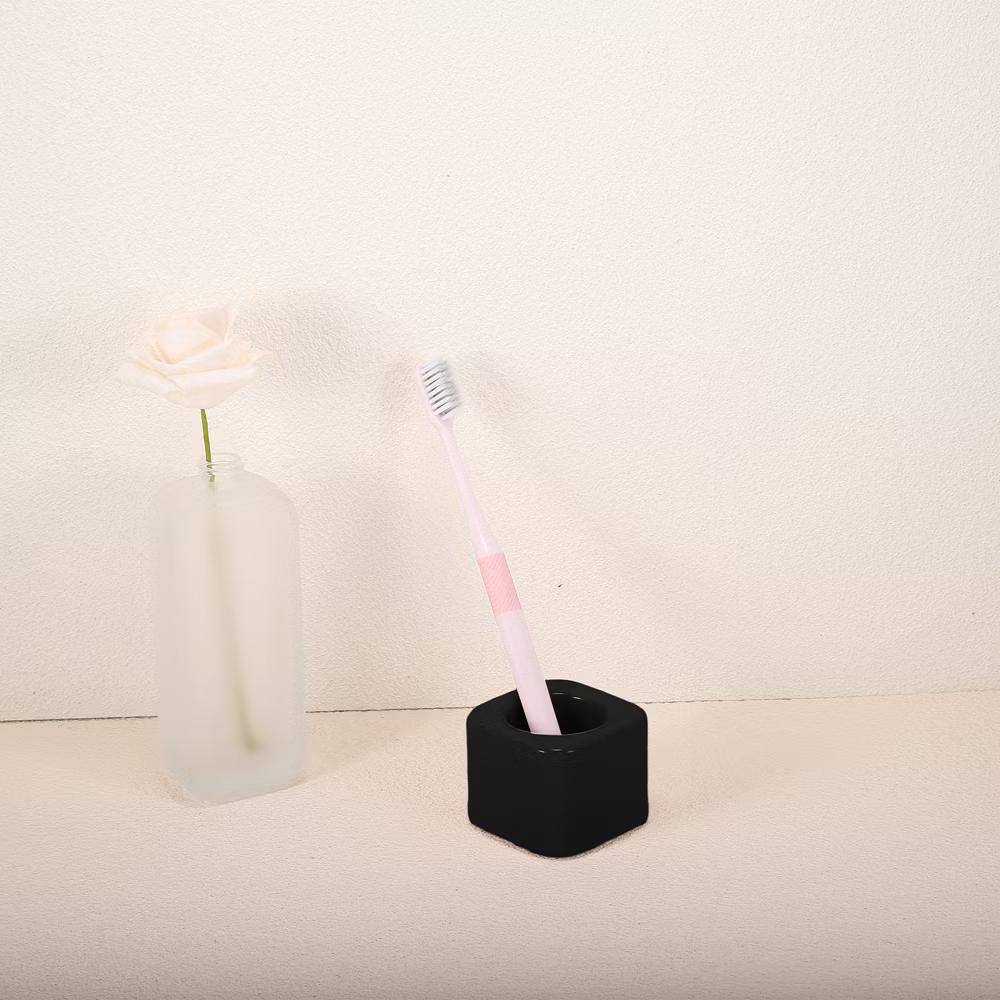 Bathroom Square Mini Ceramic Toothbrush Holder 2.2"x1.73" 2Pcs - Image 3