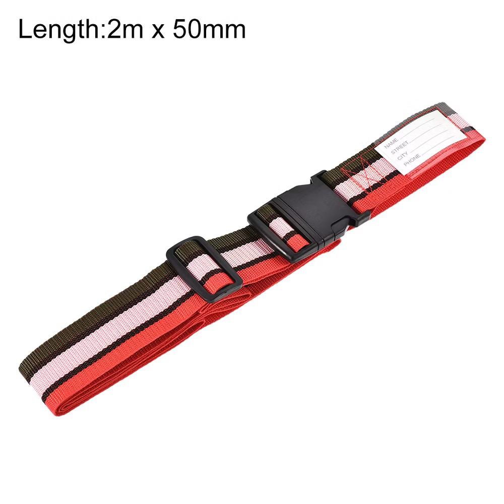 Adjustable PP Luggage Straps with Buckle Label Red Pink Dark Green 4Pcs - Image 2