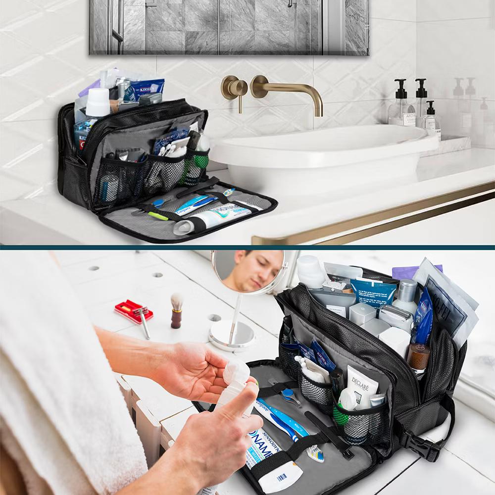 Toiletry Bag for Men, Travel Pouch Essentials Shaving Dopp Kit, Water Resistant Organizer Case Accessories