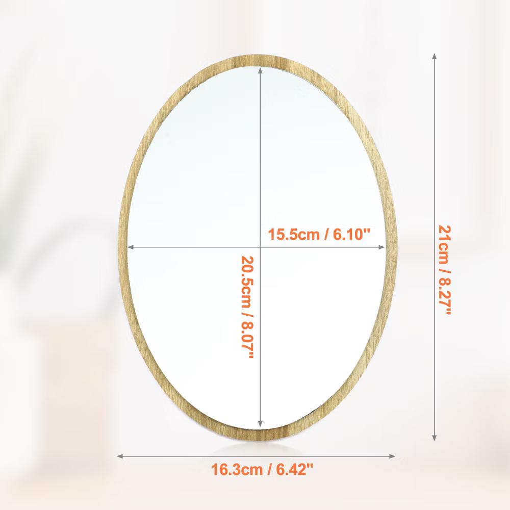 Natural Wooden Foldable Makeup Mirror Beige 1 Pc - Image 3