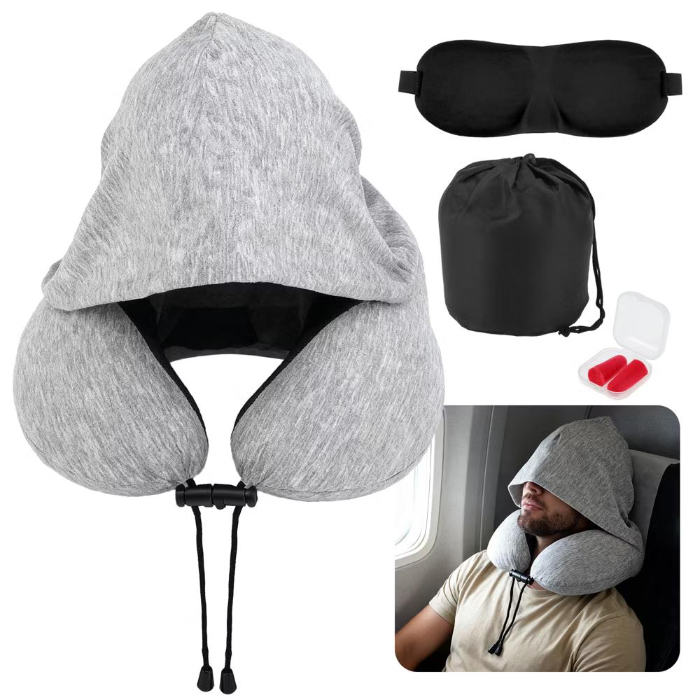 Travel Neck Pillow with Extra Large Hood 1 Set - Image 15
