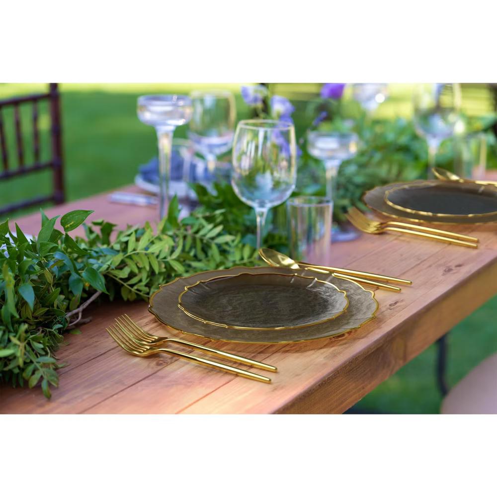 Trendables 40 Pieces Plastic Disposable Wedding Plates Set - 20 7.5" & 20 10" Thin & DelicateTinted Petals Plates with Rim - Image 40