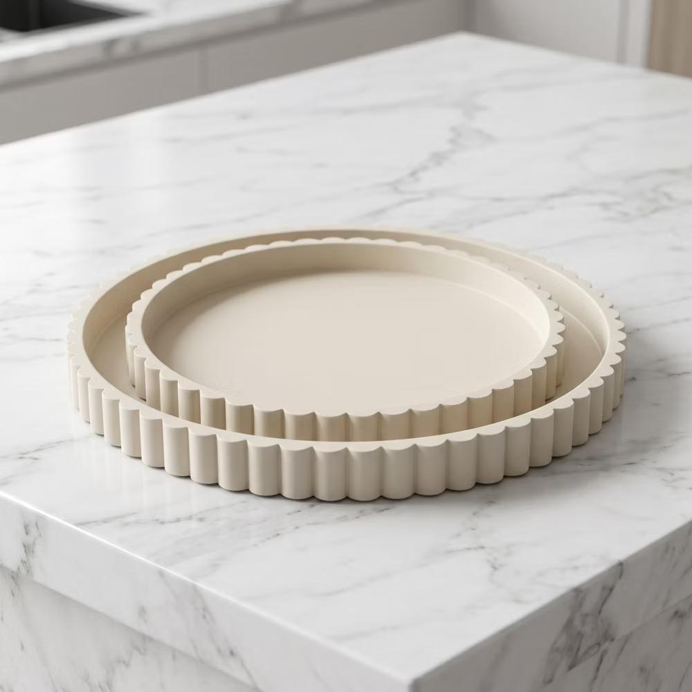 2Pc Round Silicone Vanity Tray Set Decorative Catchall Organizer for Bathroom Countertop Perfume White - Image 50