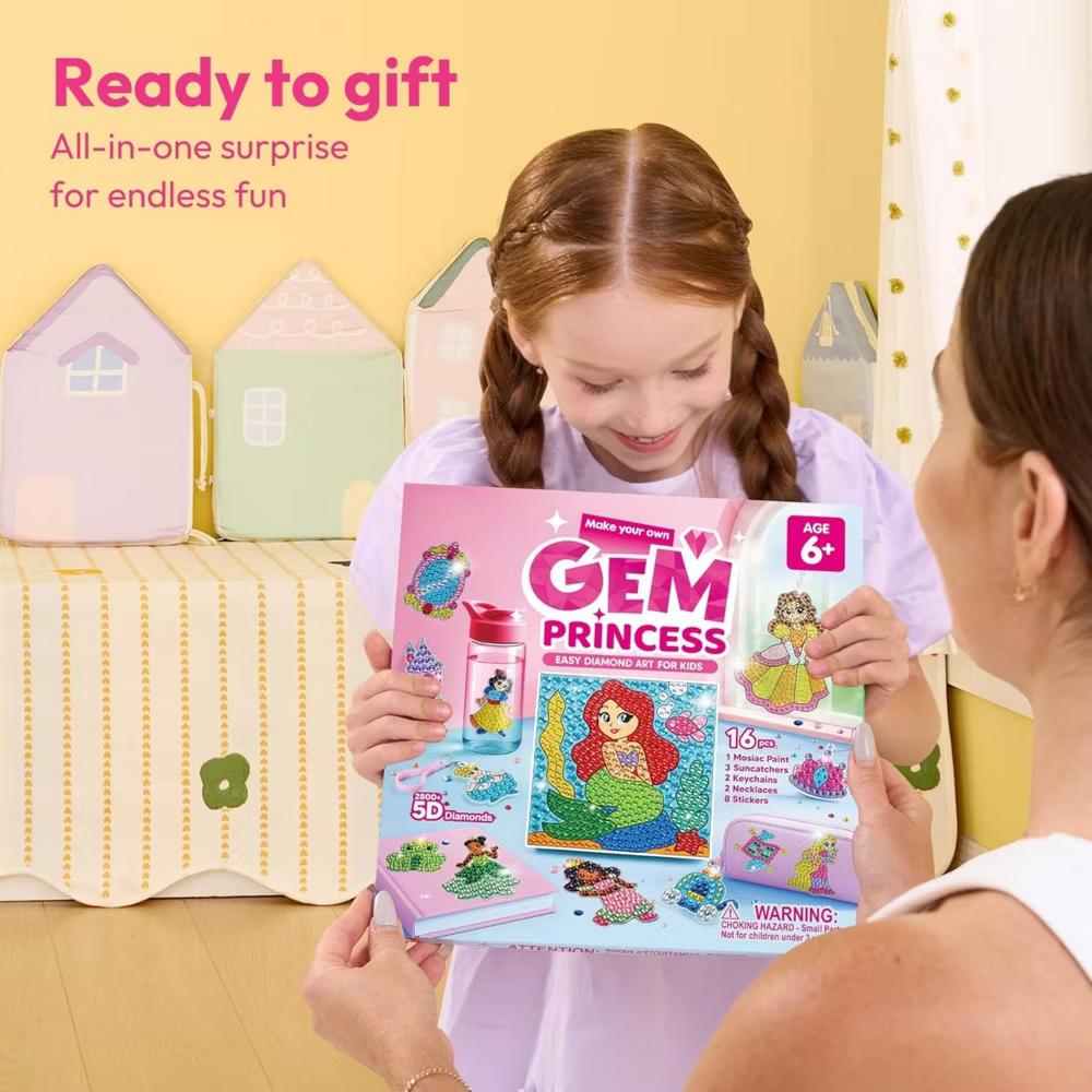 16 Pcs Gem Art Kit for Kids - 2 Styles, Diamond Painting Craft with 5D Gem, Arts & Crafts DIY Kit, Birthday Christmas Gift for Girls Ages 6-12 - Image 13