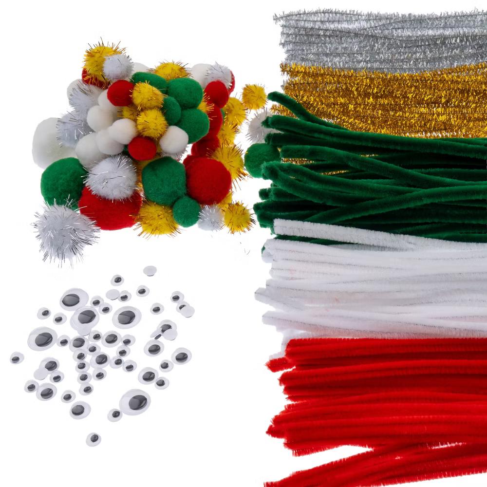 300ct Craft Combo Pack Pipe Cleaners Pompoms Googly Eyes Activity Kits - Image 8