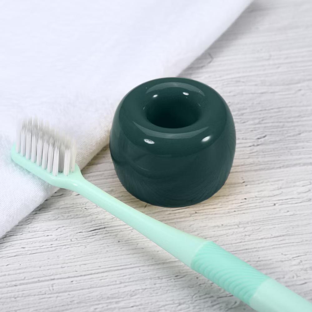 Bathroom Round Mini Ceramic Toothbrush Holder 1.65"x1.18" 2Pcs - Image 19