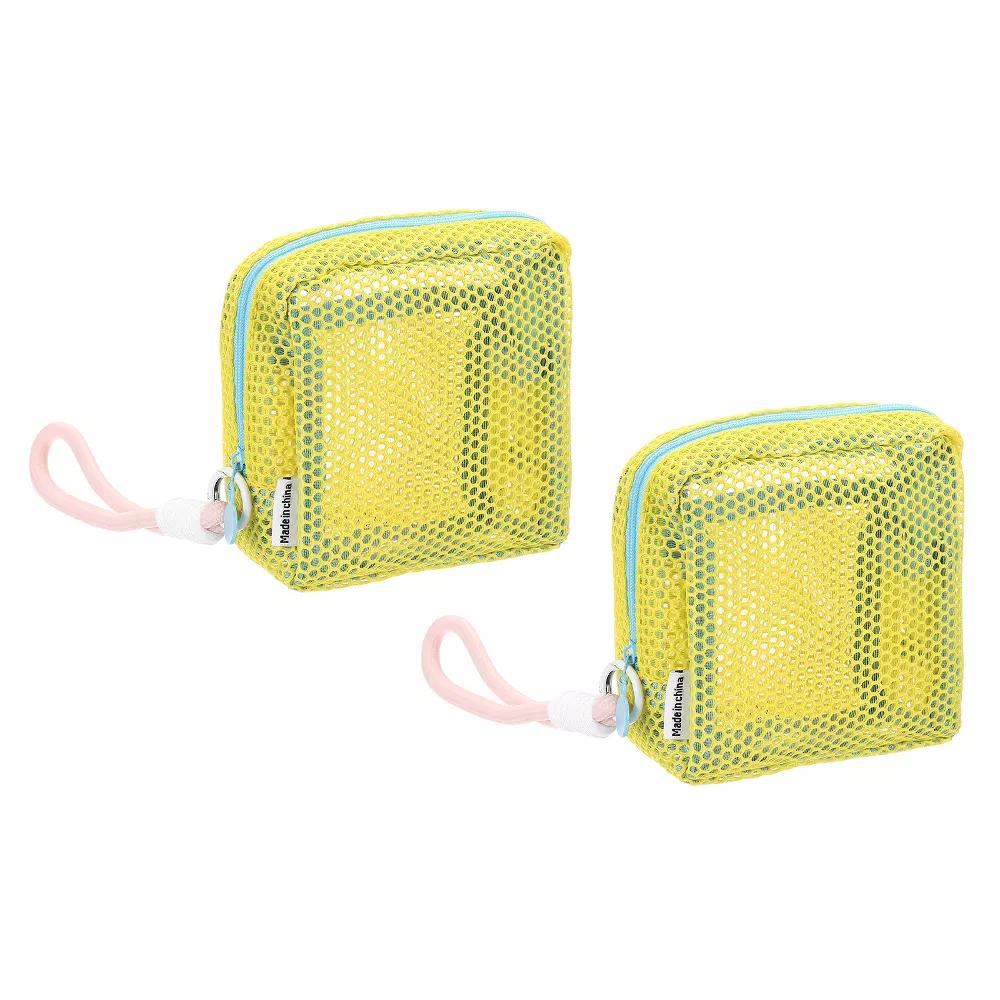 Mesh Travel Toiletry Organizing Zipper Mini Makeup Bag with Strap 4.7" - Image 36