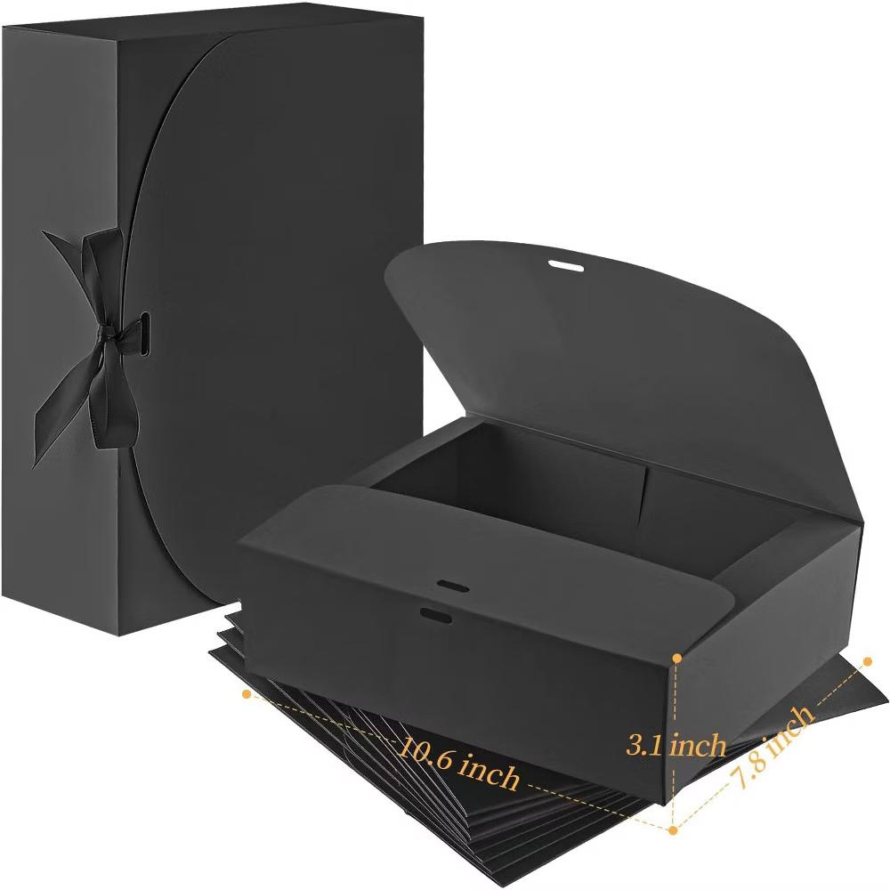 12 Pack Black Gift Boxes with Lids 10.6x7.8x3.1 Inch Paper Box with Ribbon for Bridesmaid Proposal Wedding Birthday Party - Image 4