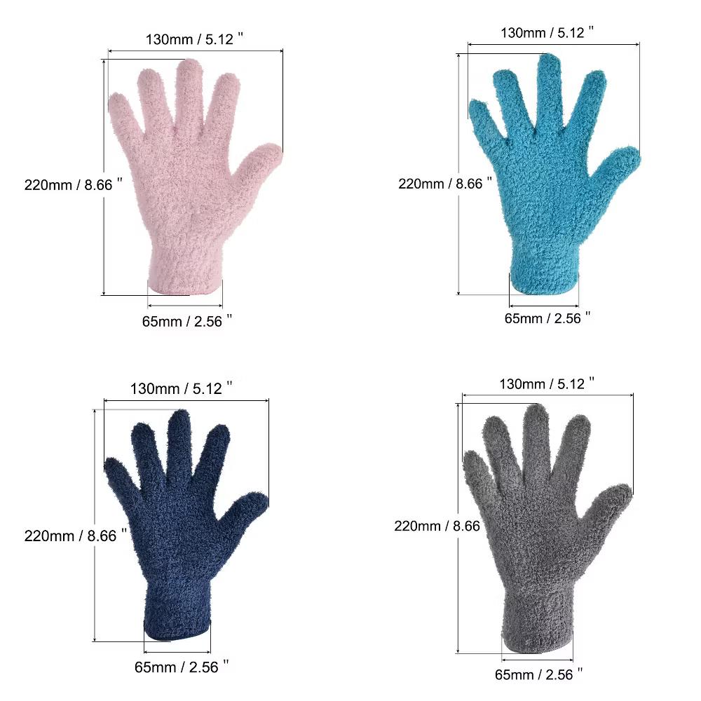 Dusting Cleaning Gloves Microfiber Mittens for Plant Blinds Lamp Window Blue Dark Blue Gray Pink 4 Pairs 1 Set - Image 2