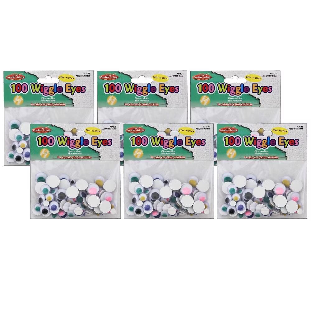 Wiggle Eyes, Peel'n Stick, Assorted Colors and Sizes, 100 Per Bag, 6 Bags