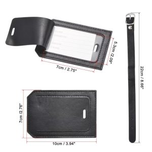 Backpack PU Holder Identifier Card Luggage Tag with Strap 4 Pcs