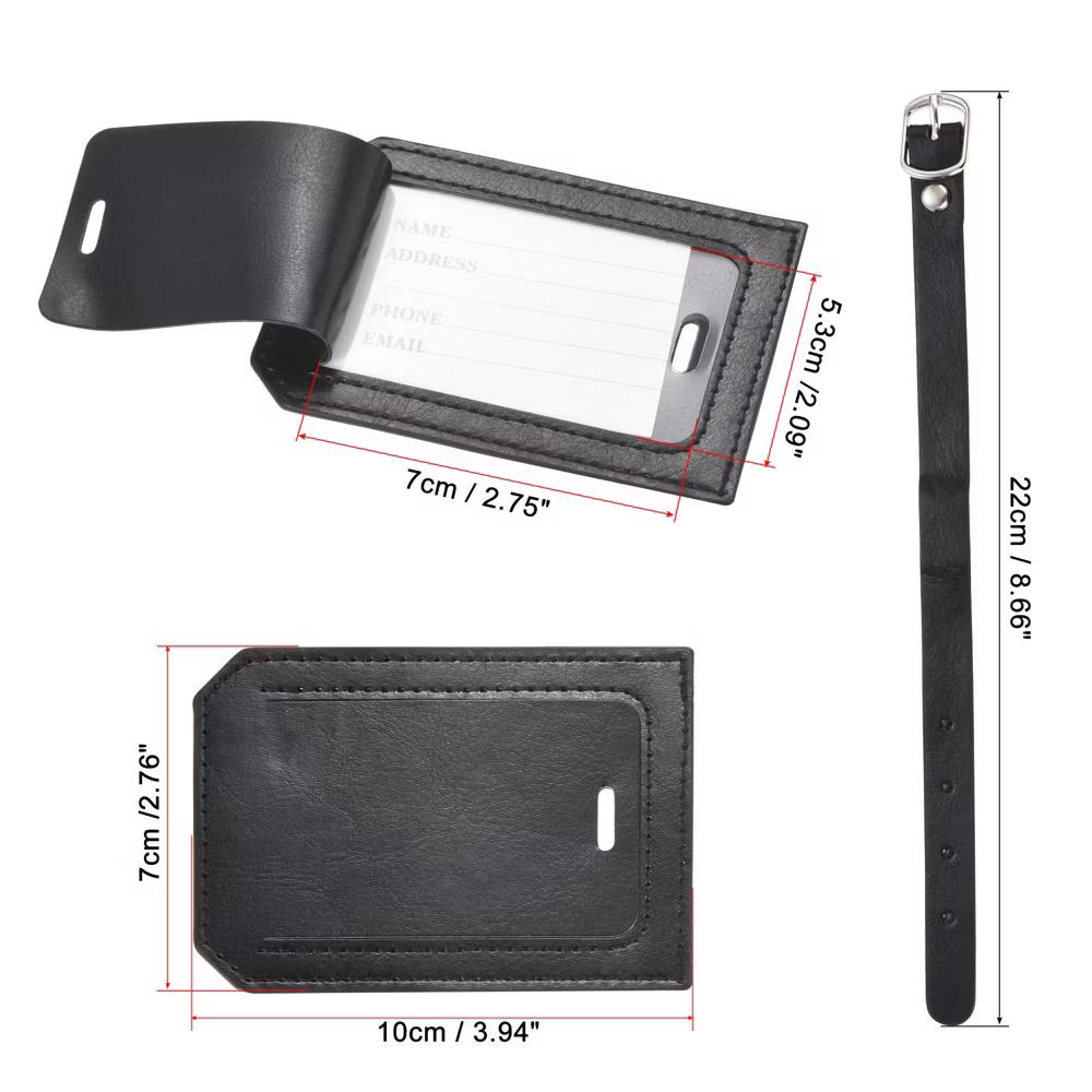 Backpack PU Holder Identifier Card Luggage Tag with Strap 4 Pcs