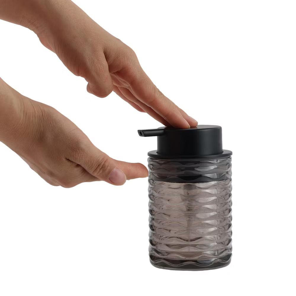 Wave Pattern Pump Soap Dispenser Gray Black 1 Pc - Image 3
