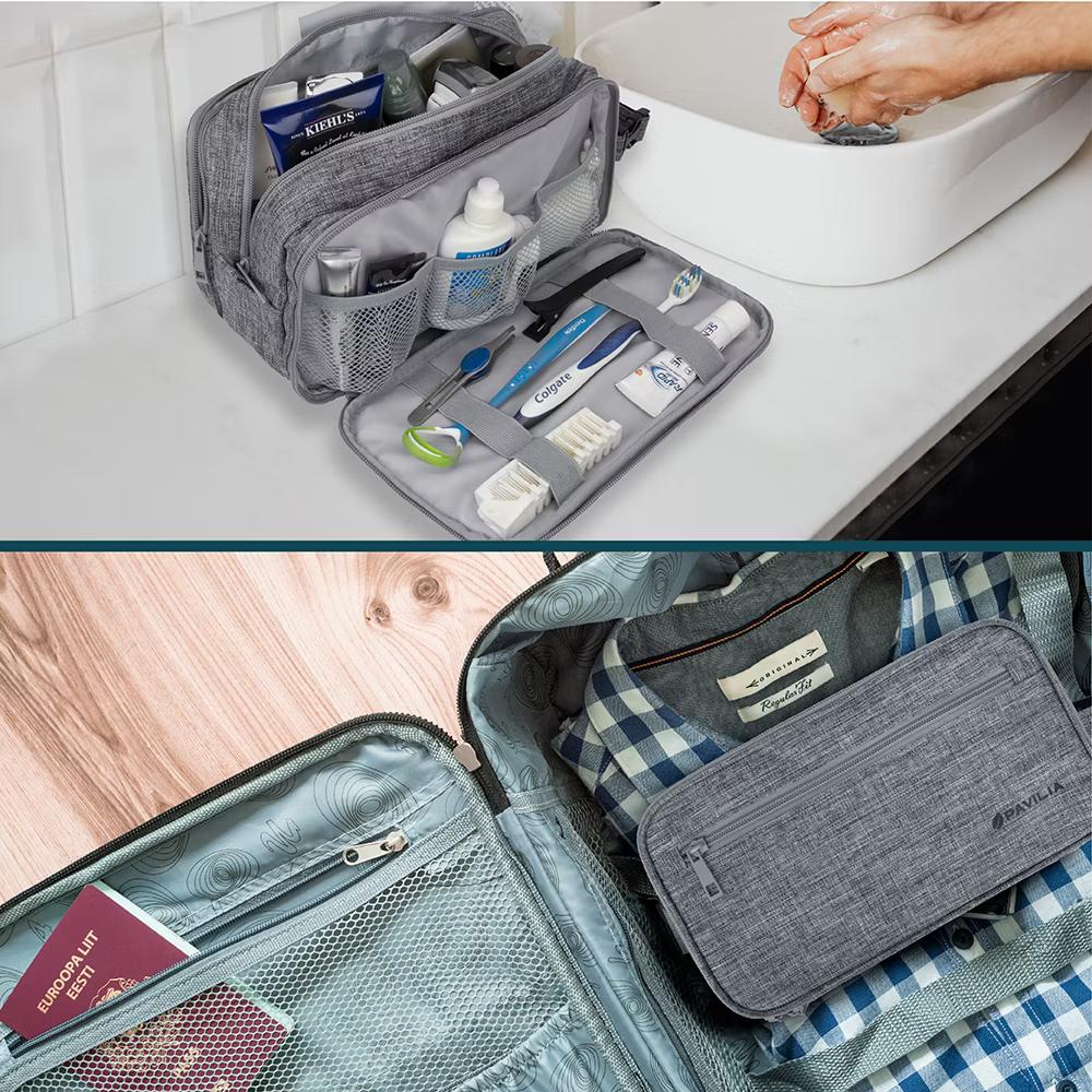 Toiletry Bag for Men, Travel Pouch Essentials Shaving Dopp Kit, Water Resistant Organizer Case Accessories - Image 48