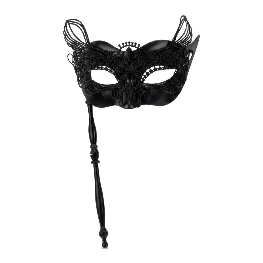 Handheld Masquerade Molded Venetian Plastic Eye Mask with Stick - Image 23