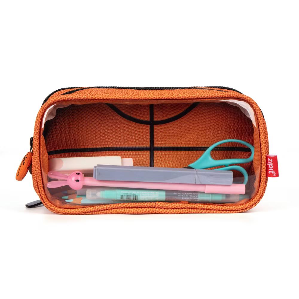 ZIPIT Orange Basketball Double Zip Pencil Pouch - Image 2