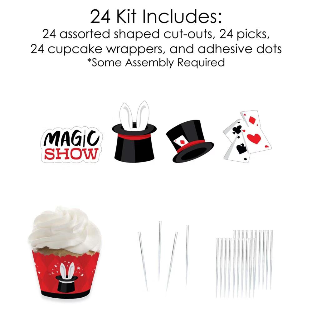 Ta-Da, Magic Show - Cupcake Decoration - Magical Birthday Party Cupcake Wrappers and Treat Picks Kit - Set of 24 - Image 4