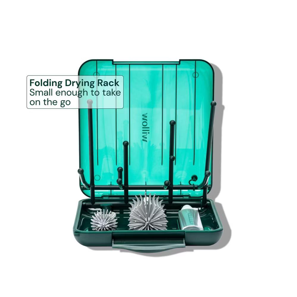 WILLOW Travel Cleaning Pack - Teal Green - 5pc: Silicone, Bottle Brushes - Image 2