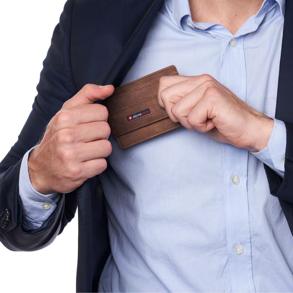 Alpine Swiss Harper Mens RFID Slim Money Clip Front Pocket Wallet Minimalist Leather ID Card Holder - Image 50